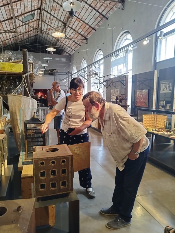 In front of the egg incubators with Daniel Travier, initiator of the collection.