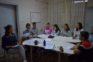 Meeting of Miss Danae Kaplnidi with students for the 1st activity (Silkworm rearing houses in Soufli)